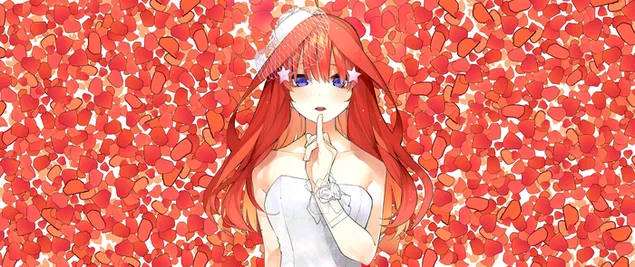 The Quintessential Quintuplets 핑크 머리 파란 눈의 소녀 8K 배경화면