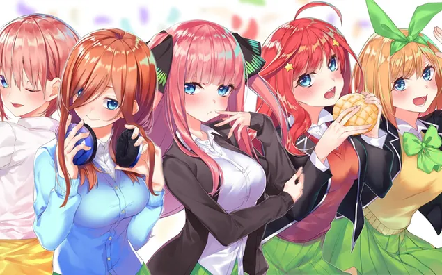 The Quintessential Quintuplets 시리즈 애니메이션 아름다운 소녀들 2K 배경화면
