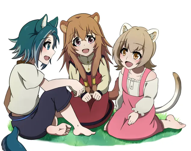 The Rising of the Shield Hero - Keel, Raphtalia & Rifana 2K muurpapier