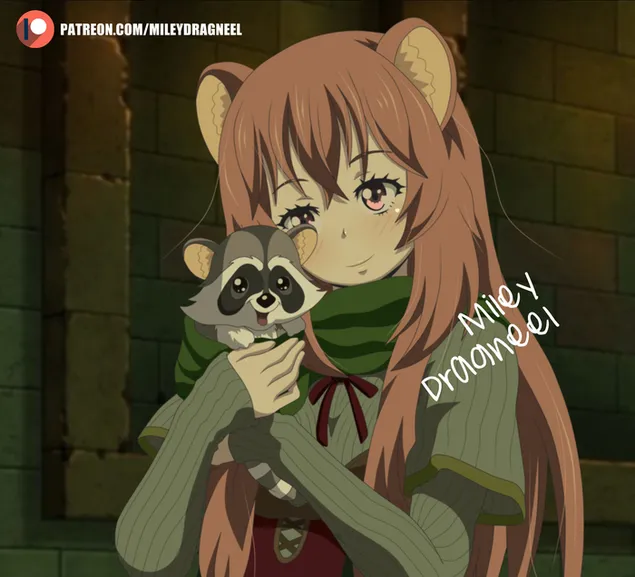 the rising of the shield hero - raphtalia with a racoon download