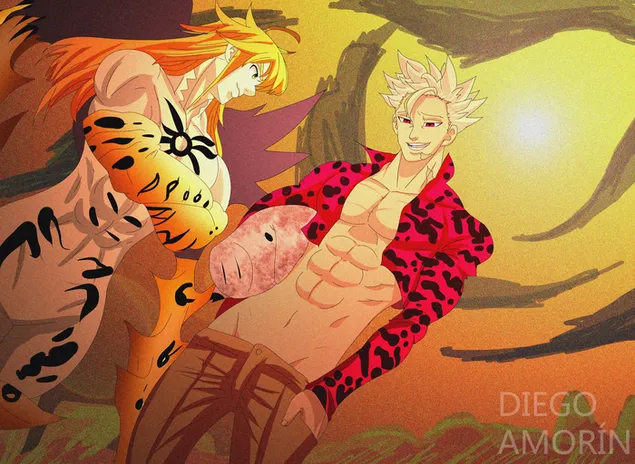 i sette peccati capitali - meliodas demon king, ban e hawk scarica