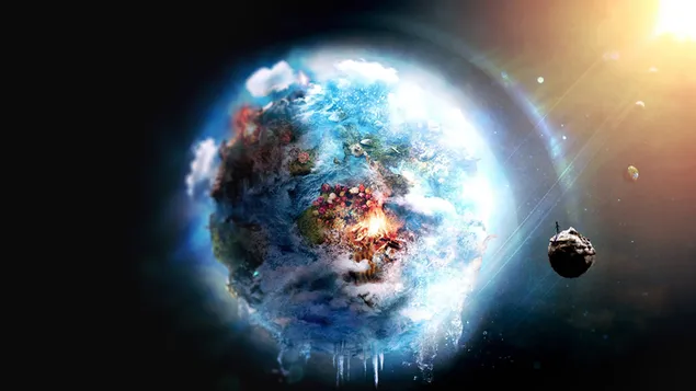 The solar system digital, planet illustration, earth
