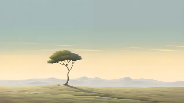 samotniy vartoviy: samotnie derevo, shcho stoyit' u velichezniy pusteli zavantazhiti