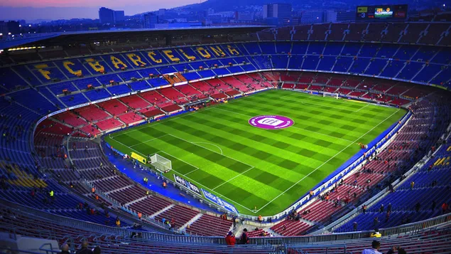 El estadio del Barcelona, ​​uno de los equipos del club de fútbol de la liga española, es el nou camp. 4K fondo de pantalla