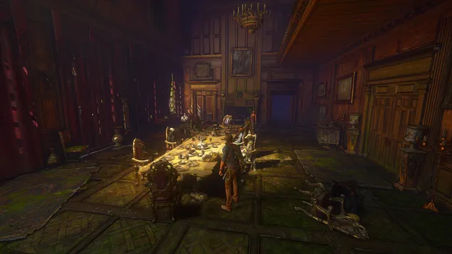 Hình nền Cái kết của tên trộm - Nathan Drake tại phòng ăn 4K