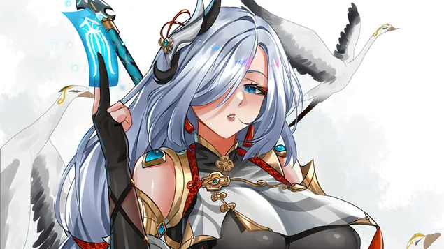 The Transcendent One возвращается «Shenhe»: Genshin Impact (онлайн-видеоигра) 4K обои