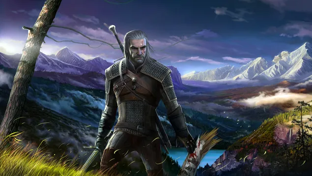 The Witcher 3 - Perburuan Liar (lukisan Geralt of Rivia) unduhan