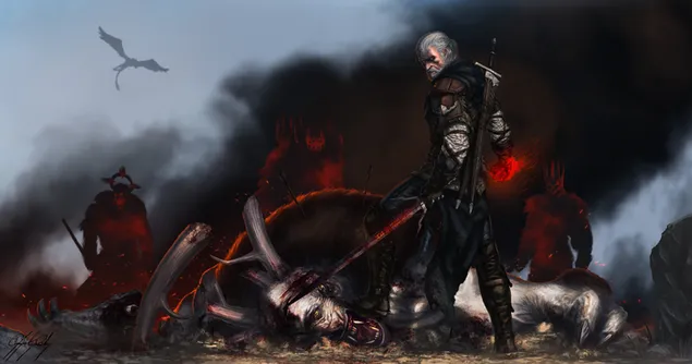 The Witcher 3 - Wild Hunt (Geralt of Rivia en monstergevecht)