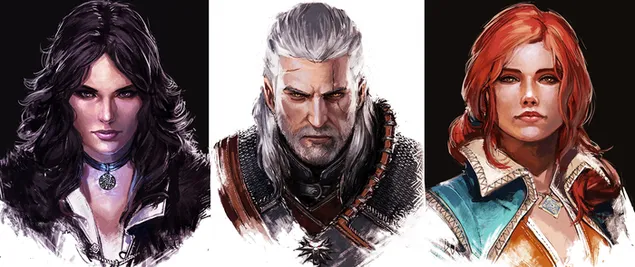 The Witcher 3 - Wild Hunt (Geralt van Rivia, Triss en Yennefer) 2K muurpapier