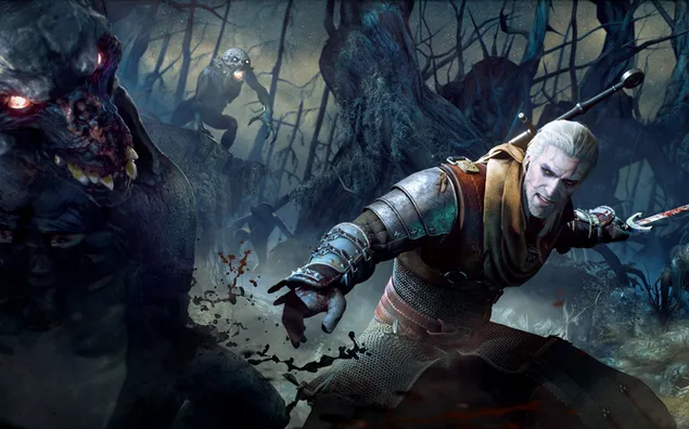 The Witcher 3 - Wild Hunt (Geralt of Rivia vecht met monster)