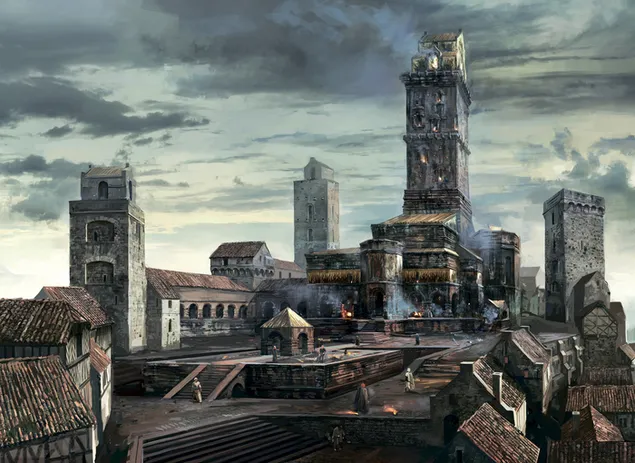The Witcher 3 - Wild Hunt (huizen schilderen) 2K achtergrond
