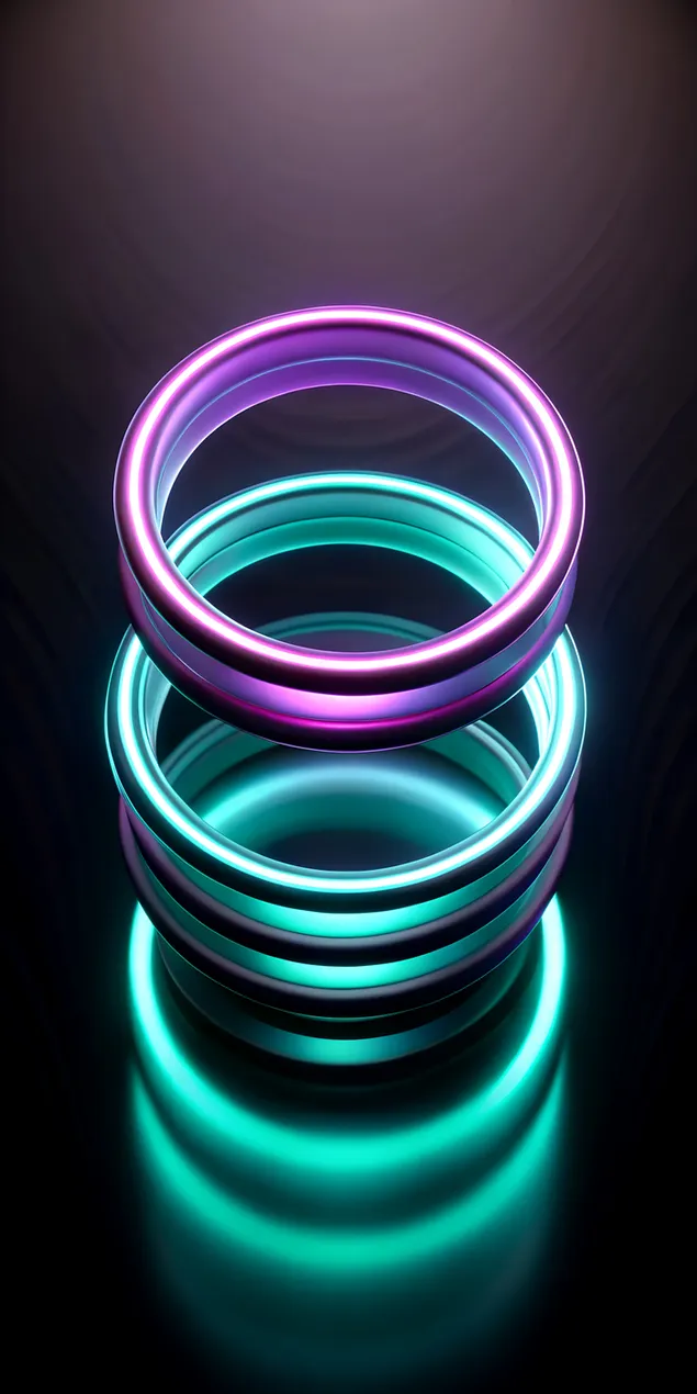 Cincin Neon Nipis Bercahaya dalam Lavender Lembut dan Teal 2K kertas dinding