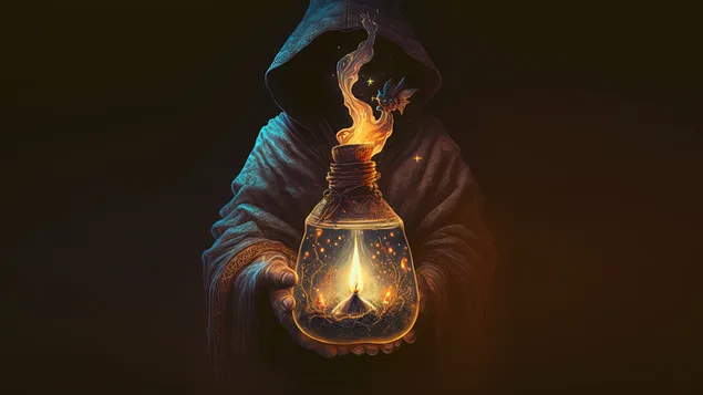 bu yuzu olmayan gizemli buyucu sihirli mumunu gosteriyor, kabul edecek misin? indir