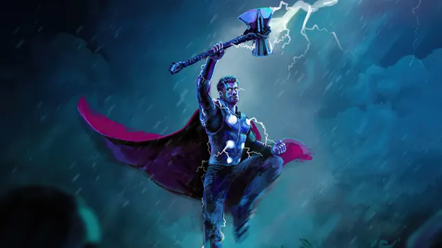 Thor Stormbreaker Axe Lightning 4K wallpaper