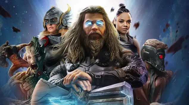 Thor y su equipo detrás de él