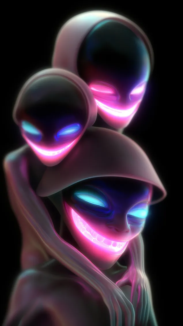 三位散发独特光芒的生物 HD 壁纸