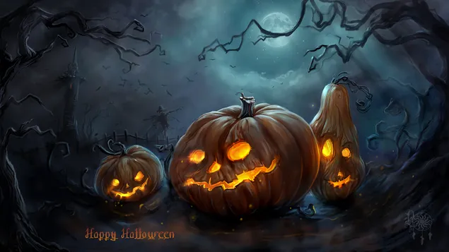 Three scary pumpkin