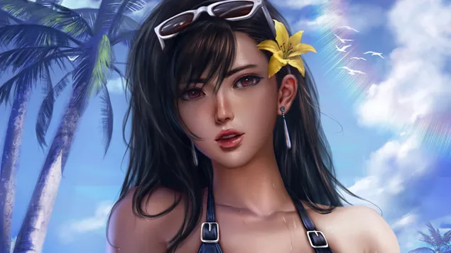 'Tifa Lockhart' en la playa - Final Fantasy VII Remake (Videojuego)