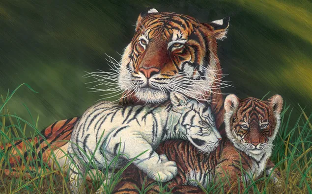 Tiger und ihre Jungen