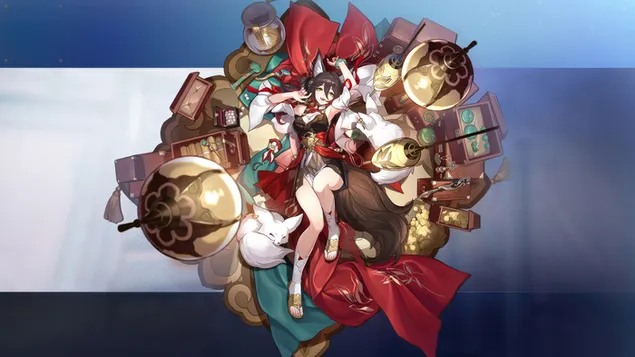 Tingyun Een vos die werkt in de Sky-Faring Commissie van de Xianzhou Luofu 4K achtergrond