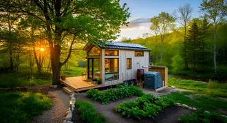 tiny house sunset: kaaraichchiiwit`yaangyangyuuenthaamklaangthrrmchaati daawnohld