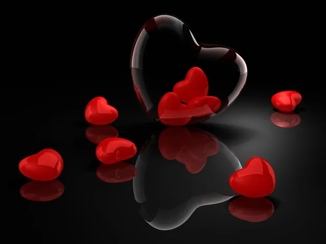 Diminutos corazones de color rojo sobre fondo de color negro descargar