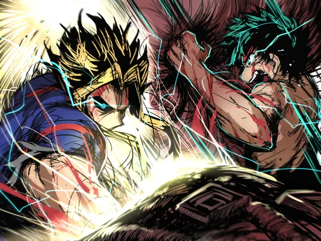 Tohinori e Izuku lutam, My Hero Academia HD papel de parede