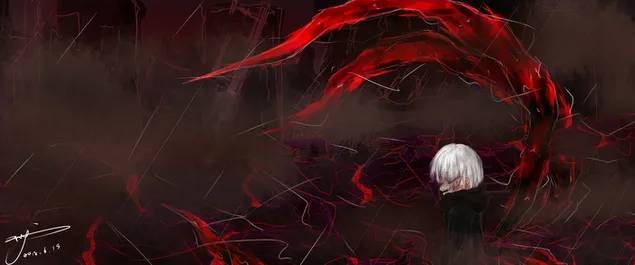 Tokyo Ghoul – Kenas Kaneki (pirma rimta kova) 2K ekrano užsklanda