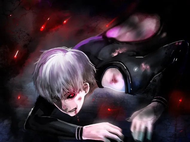 „Tokyo Ghoul“ – Kenas Kaneki („Ghoul“) 2K ekrano užsklanda