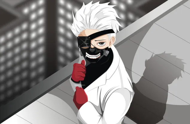 Tokyo Ghoul Re: - Ken Kaneki hvite drakter 2K bakgrunn