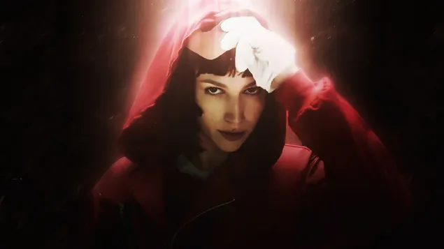 Hoodie merah Tokyo la casa de papel 2K kertas dinding