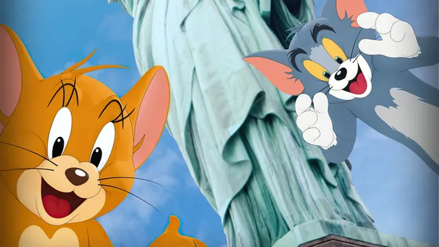 Tom and Jerry cartoon characters happy