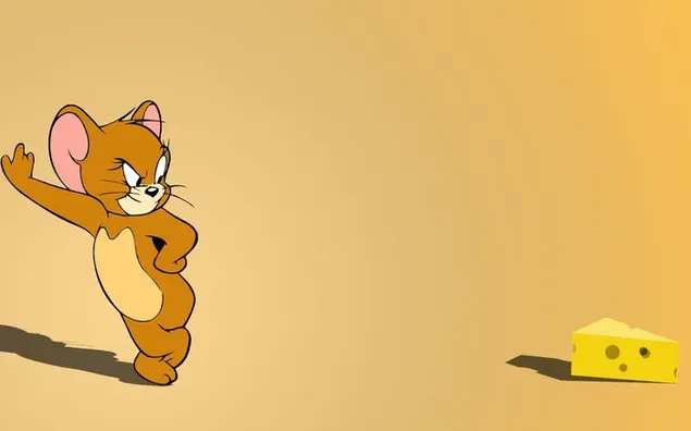 Tom and Jerry cartoon hero house mouse Jerry looking at yellow cheese on  orange background HD wallpaper download