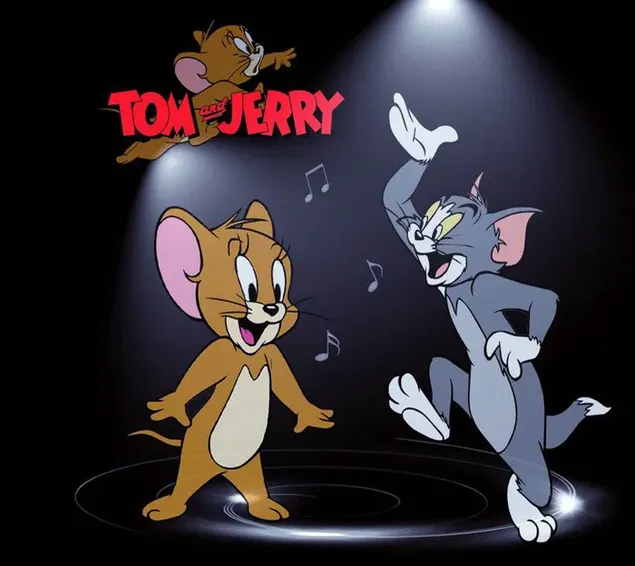 Tom en Jerry dansen plezier onder de lichten