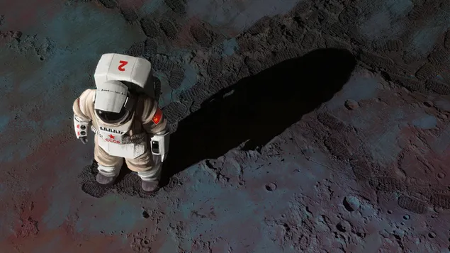 地球上を歩く宇宙飛行士の平面図 4K 壁紙