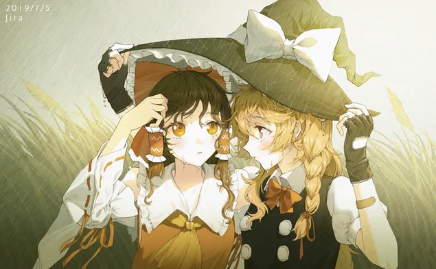 Touhou : Reimu Hakurei & Marisa Kirisame 2K bakgrunn