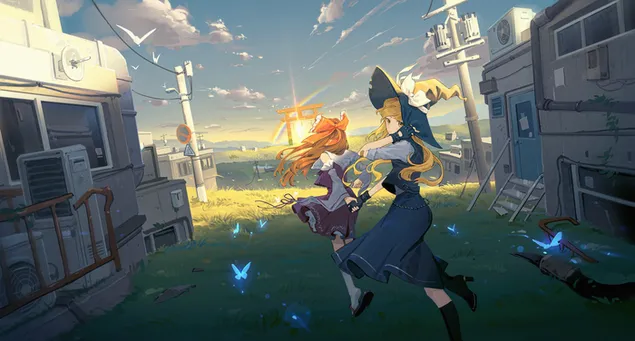 Touhou - Reimu Hakurei & Marisa Kirisame 4K bakgrunn