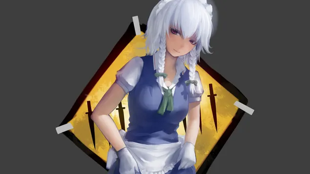 Taustpilt Touhou – Sakuya Izayoi (peateenija) 4K