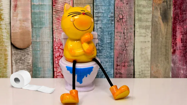 paikhnidi garfield gata pou kathetai se mia toualeta lepse