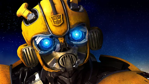 Transformers film gele robotauto Bumblebee 8K achtergrond
