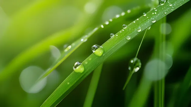 Tapeta Priehľadné vodné perly spočívajúce na zelenom liste 8K