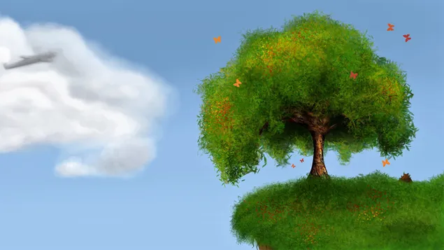 Tre på kanten av en klippe 4K bakgrunn