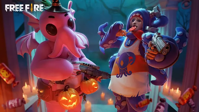 Set Skin Halloween 'Trick or Treat' - Garena Free Fire (Video lojë) 4K sfond