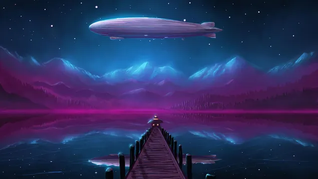 ツェッペリンの夜の湖の風景