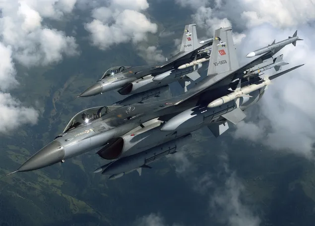 Turkse luchtmacht F16 oorlogsvliegtuig