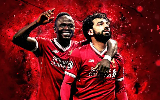 Twee van de getalenteerde voetballers van het Liverpool FC-team, Mohamed Salah en Sadio Man download