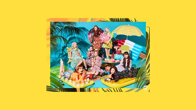 Шпалери Учасники Twice [K-Pop Band] у альбомі «Happy Happy» (альбом). 4K