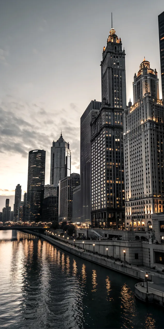 Eleganz in der Dämmerung, monochrome Luxus-Skyline von New York 2K Hintergrundbild