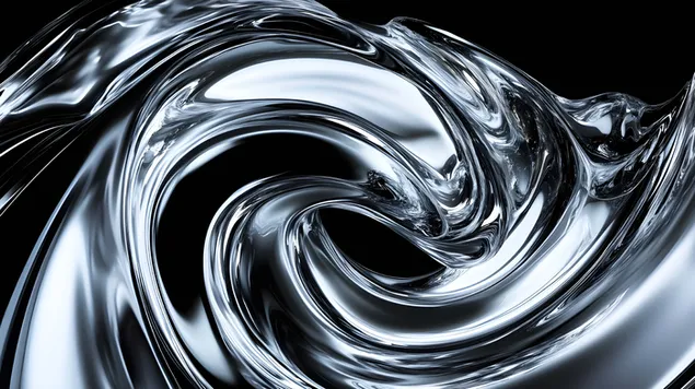 liquido metallico attorcigliato in un ambiente buio scarica