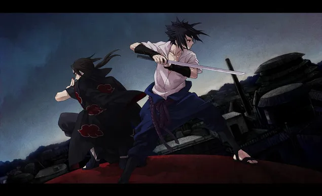 Uchiha clan broers wat saam veg HD muurpapier